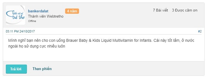 Review webtretho về Brauer Baby & Kids Liquid Multivitamin