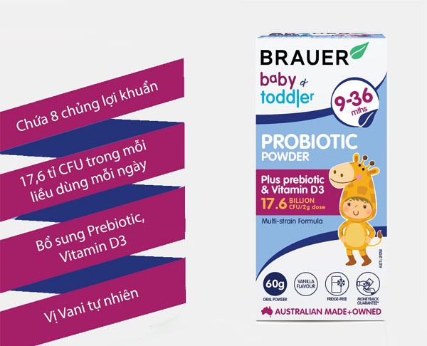 Công dụng của Brauer Baby and Toddler Probiotic
