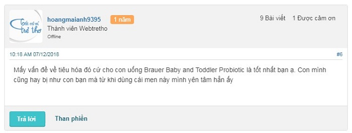 Có nên sử dụng Brauer Baby and Toddler Probiotic 