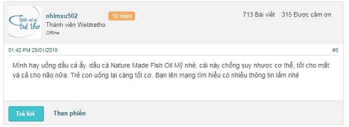 Review webtretho về dầu cá Nature Made Fish Oil