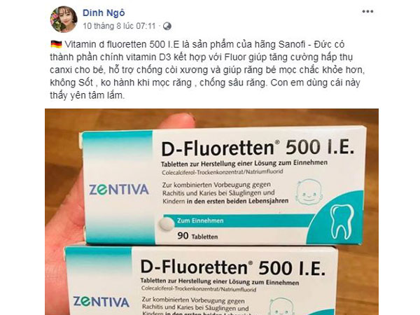 vitamin d fluoretten 500 ie có tốt không, cách dùng, zentiva, review giá bao nhiêu, của đức, sanofi aventis, giả.