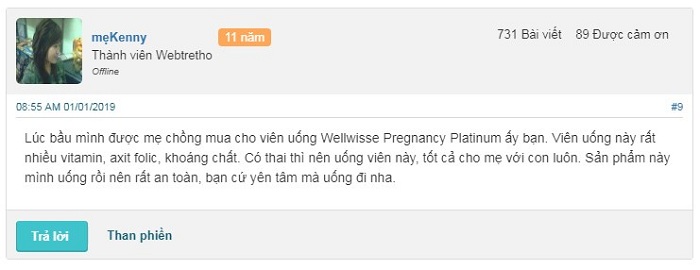 Nhận xét về Wellwisse Pregnancy Platinum